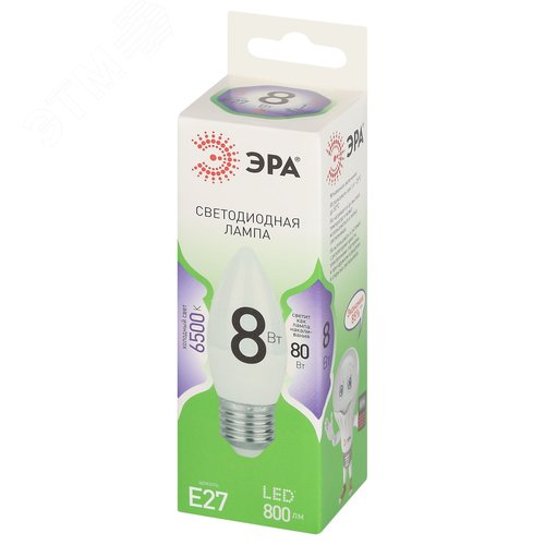Лампа светодиодная LED 8 Вт 800Лм 6500К свеча холодный E27 220-240В LED B35-8W-865-E27 Green Line - фото 3