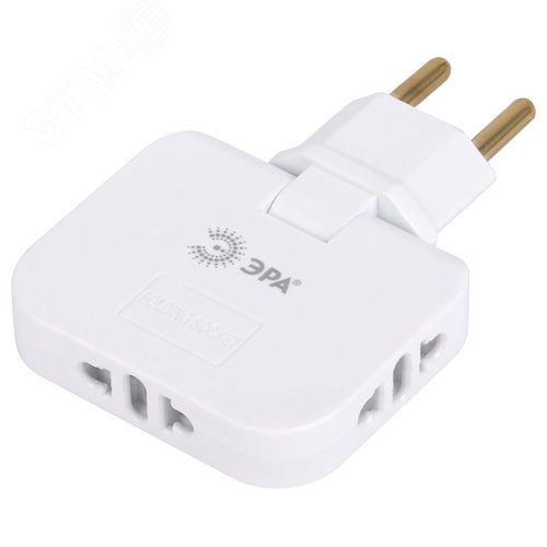 Изображение товара Тройник электрический поворотный на 3 розетки 10А белый SPF-3-FL (шт)