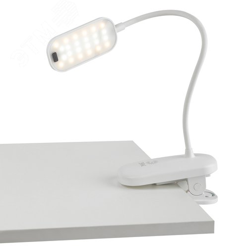 Светильник настольный светодиодный аккумуляторный на прищепке 6Вт белый NLED-525-6W-W - фото 4