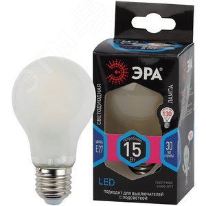 Лампа светодиодная F-LED A60-15W-840-E27 frost (филамент, груша мат., 15Вт, нейтр, Е27) (10/100/1500)
