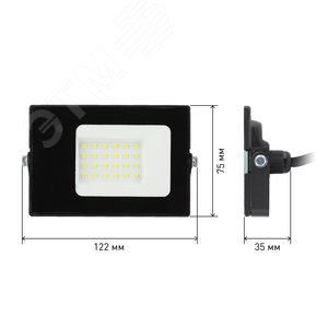 Прожектор светодиодный ДО-20 Вт 6500К 1400 ЛмIP65 200-240В встроенный датчик движения черный 20w холодный корпус LPR-041-1-65K-020 - фото 6