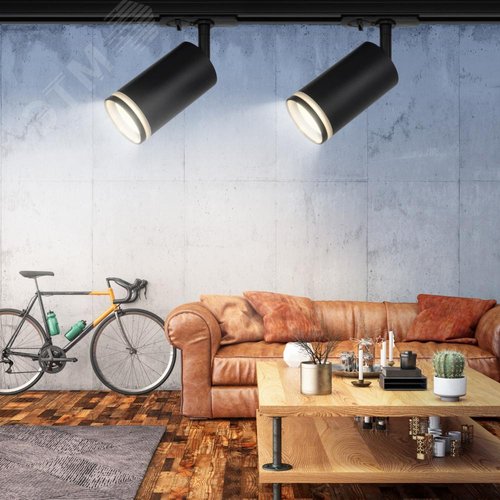 Светильник трековый TR52 - GU10 BK однофазный под лампу GU10 матовый черный - фото 8