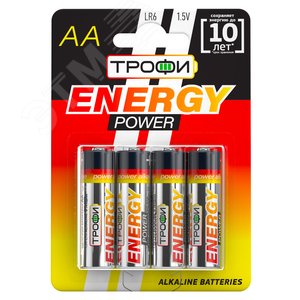 Батарейка Трофи LR6-4BL ENERGY POWER Alkaline (40/640/20480) C0034657 ЭРА