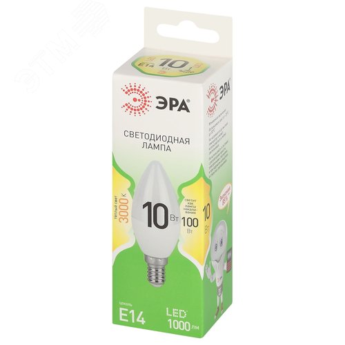 Лампа светодиодная LED 10 Вт 1000Лм 3000К свеча теплый E14 220-240В LED B35-10W-830-E14 Green Line - фото 3