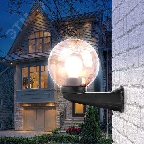 Светильник настенный НБУ 01-60-205 шар дымчатый IP44 Е27 max60Вт d200mm с настенным крепежом - фото 6