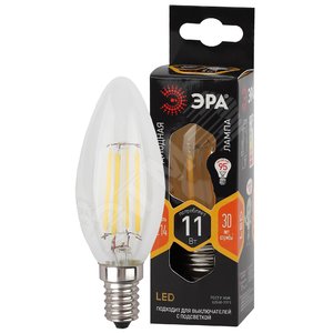 Лампа светодиодная F-LED B35-11w-827-E14 (филамент, свеча, 11Вт, тепл, E14) (10/100/5000)