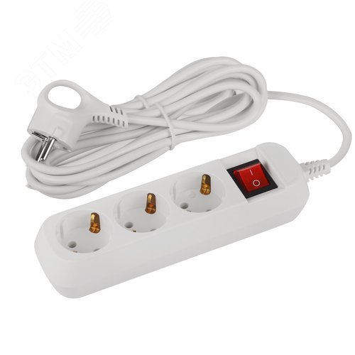 Изображение товара Удлинитель электрический 3 розетки с заземлением с выключателем 5м ПВС 3x0.75мм2 UDL-10-350-ES Greenline (шт)