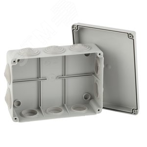 Изображение товара Коробка распаячная открытой установки КОРv 190х140х70мм на винтах 10 гермовводов IP55 (20/360) (шт)