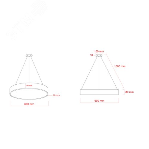 Светильник подвесной светодиодный 45Вт 4000Лм 4000K IP40 600х80 белый Geometria Ring SPO-131-W-40K-045 драйвер внутри - фото 4