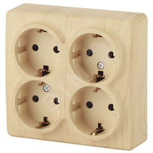 Изображение товара Розетка однофазная четырехместная наружная (открытой установки) с заземлением со шторками сосна 16А 250В IP20 винтовые клеммы 11-2211-11 Эра Эксперт (шт)