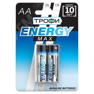 Батарейка Трофи LR6-2BL ENERGY MAX Alkaline (40/320/15360)