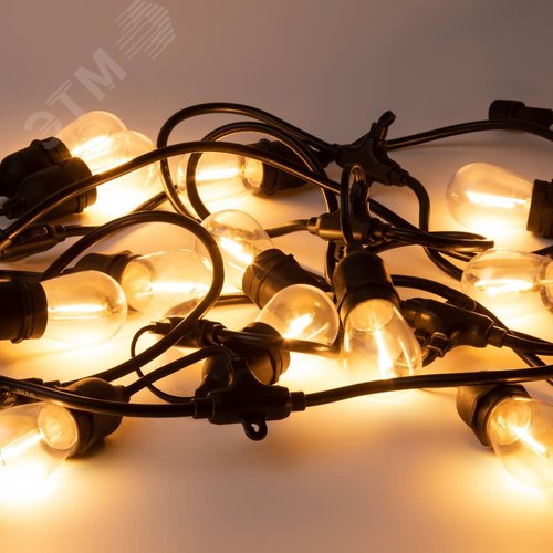 Гирлянда нить Филамент, 4,5 м, длина провода 60 см, 10 LED, теплый белый, E27, каучук, 220В, IP44 ERABL-FIL1 - фото 7