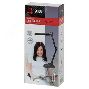 Светильник настольный с лампой PL на струбцине и с основанием черный NL-202-G23-11W-BK - фото 2