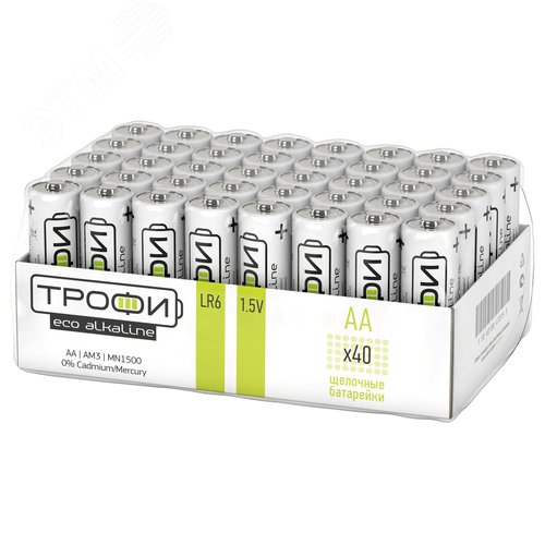 Батарейка Трофи LR6-40 bulk ENERGY Alkaline (40/720/17280) - фото 2
