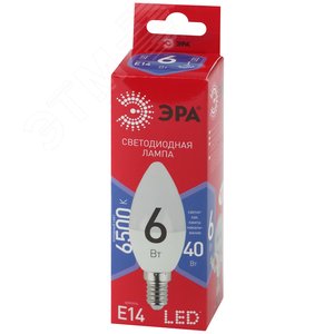 Лампа светодиодная LED 6 Вт 480Лм 6500К свеча холодный E14 220-240В LED B35-6W-865-E14 Red Line - фото 2