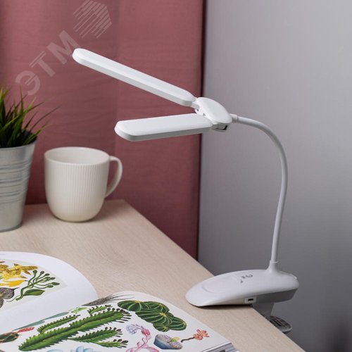 Светильник настольный NLED-512-6W-W светодиодный аккумуляторный на прищепке белый - фото 7