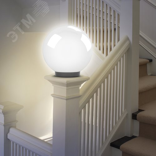 Светильник на опору/кронштейн НТУ 02-100-351 шар белый призма IP44 Е27 max100Вт d350mm - фото 5