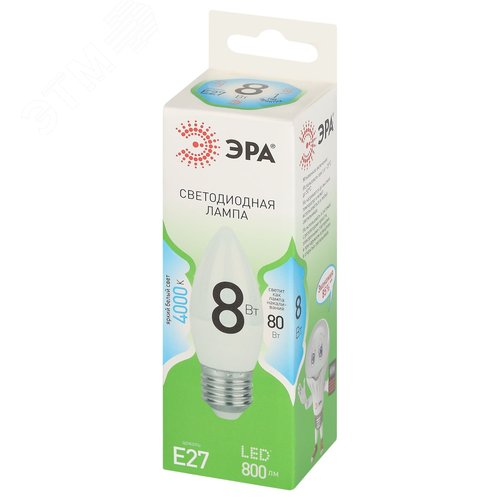 Лампа светодиодная LED 8 Вт 800Лм 4000К свеча нейтральный E27 220-240В LED B35-8W-840-E27 Green Line - фото 3