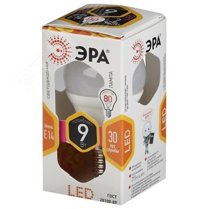 Лампа светодиодная LEDP45-9W-827-E14(диод,шар,9Вт,тепл,E14) Б0029041 ЭРА - 2