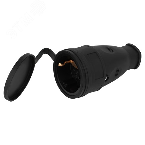 Изображение товара Розетка RX10-B-IP44 каучуковая c заземлением 16А IP44 прямая черная (шт)