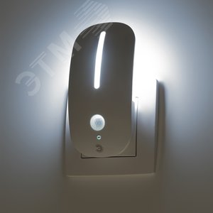 Ночник - светильник светодиодный NN-621-LS-MS-W в розетку с датчиком освещенности и датчиком движения белый - фото 4