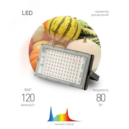 Фитопрожектор для растений светодиодный FITO-80W-Ra90-LED-Y полного спектра - фото 2