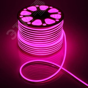 Лента светодиодная неоновая 7Вт/м 220В розовый IP67 120LED/м N2835-120-IP67-220V-20m-P - фото 2