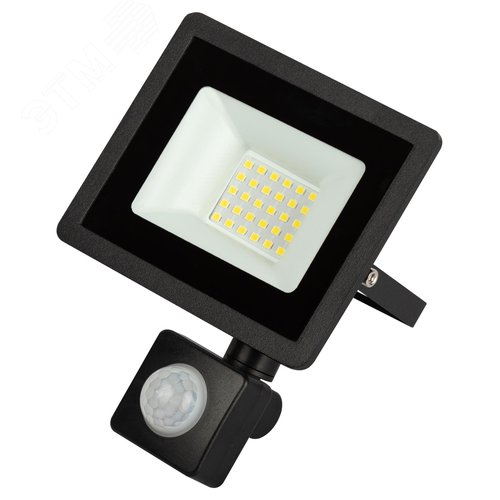 Прожектор светодиодный ДО-30 Вт 6500К 2400 ЛмIP65 200-240В регулируемый ИК-датчик черный 30w холодный корпус LPR-042-2-65K-030 - фото 1