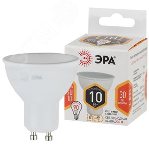 Лампа светодиодная LED MR16-10W-827-GU10 (диод, софит, 10Вт, тепл, GU10) (10/100/4000)