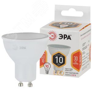 Лампа светодиодная LED 10 Вт 800Лм 2700К софит теплый GU10 170-265В LED MR16-10W-827-GU10 Standart - фото 1