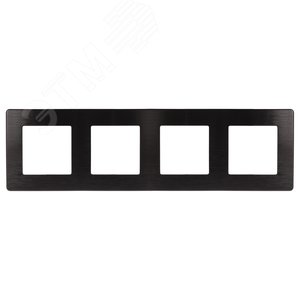 Рамка для розеток и выключателей Серия 12 12-5104-06 на 4 поста, Сатин, чёрный