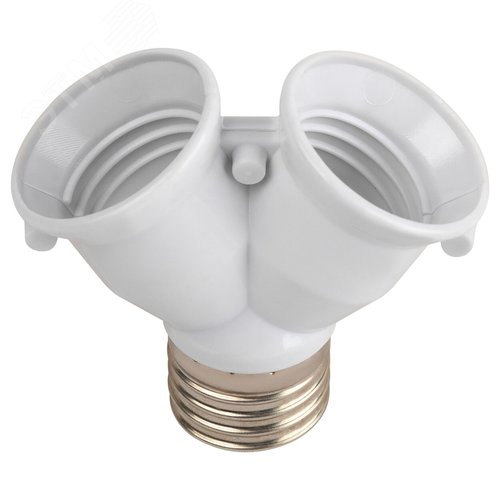Патрон-разветвитель цокольный Е27-2хЕ27 белый - фото 1