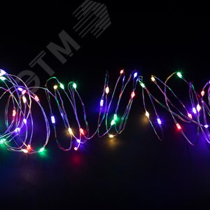Гирлянда светодиодная новогодняя нить мультиколор 10 м 100 microled IP20 3AA Intro Holiday INNR-02M (элементы питания закупаются отдельно 3ААА) - фото 5