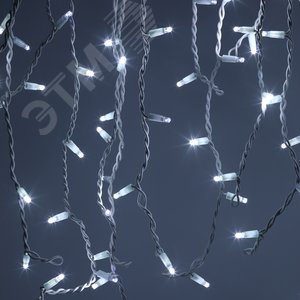 Гирлянда светодиодная новогодняя ERAPS-BK1 бахрома 0,7x2 м холодный белый свет 100 LED - фото 1