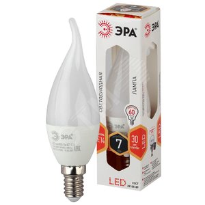 Лампа светодиодная LED 7 Вт 560Лм 2700К свеча на ветру теплый E14 170-265В LED BXS-7W-827-E14 Standart - фото 1