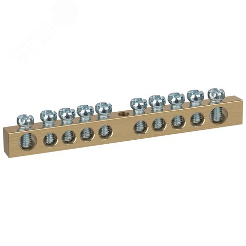 Изображение товара Шина NO-122-15 PEN земля-ноль 6х9мм 10/1 латунная с креплениями по центру (шт)