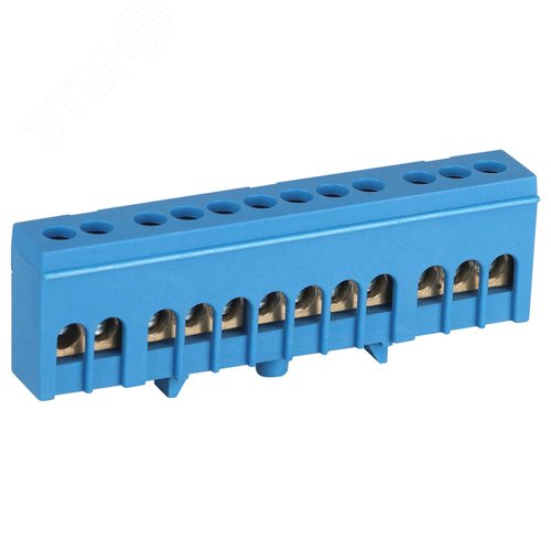 Изображение товара Шина NO-224-100 N ноль в изолированном корпусе на DIN-рейку ШНИ-6х9-12-Д синий (шт)