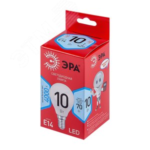 Лампа светодиодная LED 10 Вт 800Лм 4000К шар нейтральный E14 220-240В LED P45-10W-840-E14 Red Line - фото 2