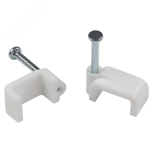 Изображение товара Скоба пластиковая крепежная плоская 14 мм белая NO-224-588 (50 шт/уп) (упак)