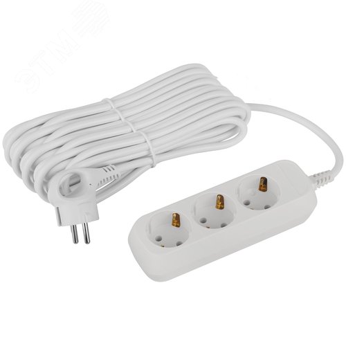 Изображение товара Удлинитель электрический 3 розетки с заземлением 10м ПВС 3x1мм2 UDL-16-3100-E Greenline (шт)