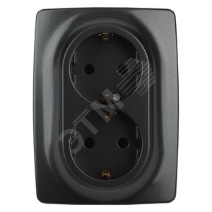 Изображение товара Розетка однофазная двойная скрытого монтажа, в рамку с заземлением без шторок антрацит 16А 250В IP20 автоматические (безвинтовые) зажимы 12-2106-05 Эра 12 (шт)