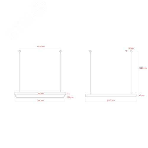 Светильник подвесной светодиодный 36Вт 3000Лм 4000К IP40 1200х130х50 белый Geometria Block SPO-114-W-40K-036 драйвер внутри - фото 6