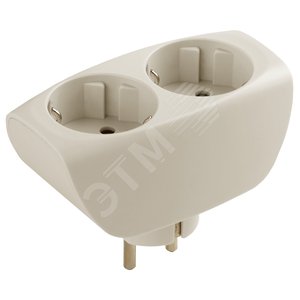 Изображение товара Тройник 2 гнезда, с заземлением, со шторками слоновая кость 10/60/1440 SP-2e-I (шт)