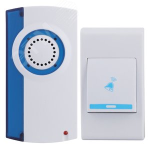Изображение товара Звонок дверной беспроводной на батарейках 32 мелодии 100м IP20 со световой индикацией белый ААА A04 (шт)
