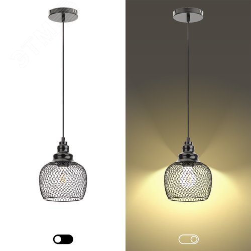 Подвес PL8 BK металл, E27, max 60W, d170 мм, черный 10/180 - фото 9