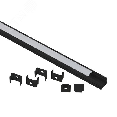 Изображение товара Комплект с накладным анодированным профилем 1612B 16х12мм, 2м, черный САВ261 (шт)