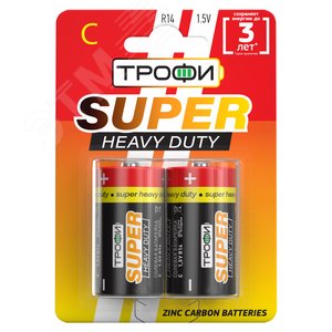 Батарейка Трофи R14-2BL SUPER HAEVY DUTY Zinc (12/96/7680)