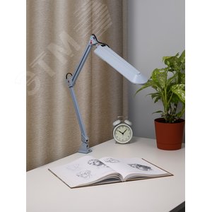 Светильник настольный с лампой PL на струбцине серый NL-201-G23-11W-GY - фото 4