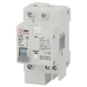 Автоматический выключатель дифференциального тока S SIMPLE-mod-30 АД-12 (AC) C20 30mA 6кА 1P+N
