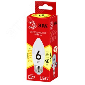Лампа светодиодная LED 6 Вт 480Лм 2700К свеча теплый E27 220-240В ECO LED B35-6W-827-E27 Red Line - фото 2